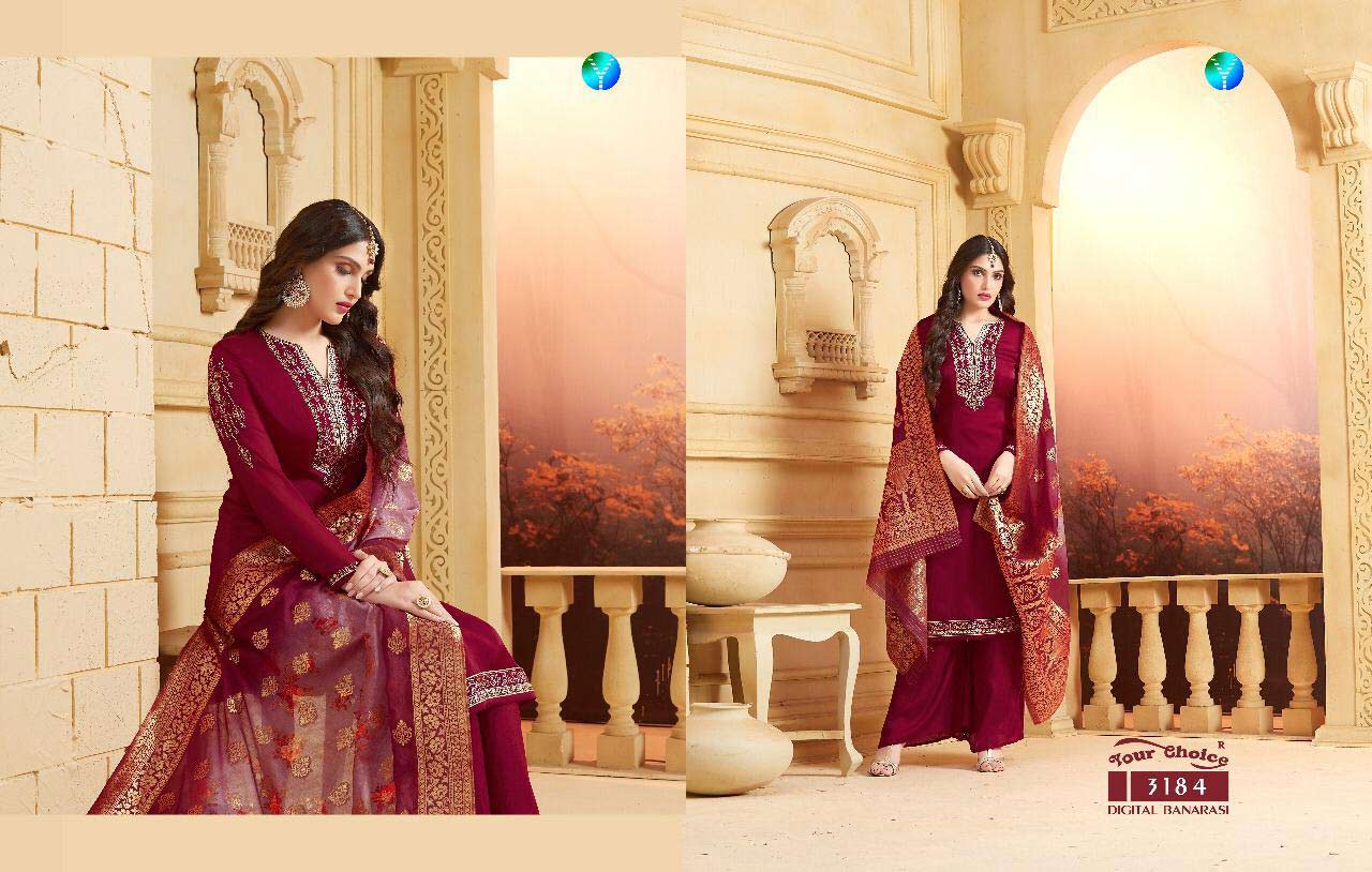 Digital Banarasi Your Choice Embroidered Palazzo Suits Digital Banarasi Your Choice Embroidered Palazzo Suits